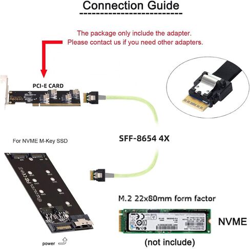 cablecc Slimline SFF-8654 74Pin 8X to PCIE PCI-Express 16x Adapter TGX with PCI-E 6Pin Power Switch Port in Kuwait
