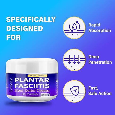 Plantar Fasciitis Cream for Heel Relief: Plantar Fasciitis Relief Products - Heel Relief Cream with Natural Herbal Concentrate Formula - Effective Soothing and for All Skin Types (1.7 Fl Oz) in Kuwait