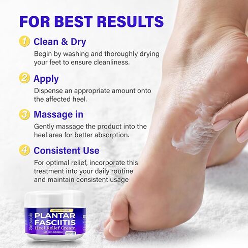 Plantar Fasciitis Cream for Heel Relief: Plantar Fasciitis Relief Products - Heel Relief Cream with Natural Herbal Concentrate Formula - Effective Soothing and for All Skin Types (1.7 Fl Oz) in Kuwait