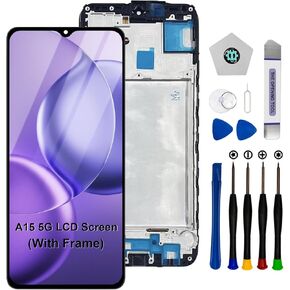 for Samsung Galaxy A15 5G Screen Replacement Kit with Frame 6.6 Inch for Samsung Galaxy A15 A156u A156e A156w S156dl S156vl LCD Display Touch Screen Digitizer Assembly with Repair Tools