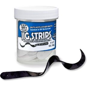 Fat Cow Fishing Jig Strips EEL Tail 5 1/2" x 1/2" - 40X Stronger Than Soft Baits - 8 Baits
