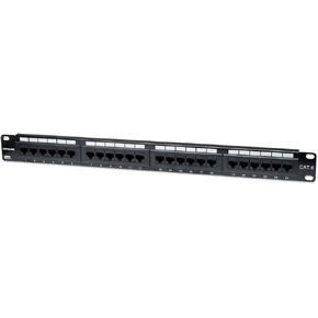 Intellinet 24-Port Cat-6 Network Patch Panel Rack-Mount – Installer Grade 3mm 50 Micro-inch Gold Plated Jack Contacts - Black, 520959