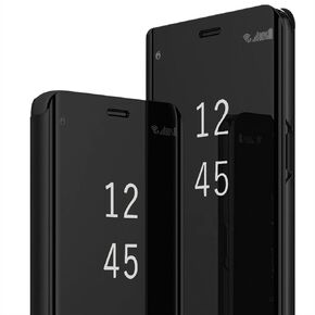 S25 Ultra Case Compatible with Samsung Galaxy S25 Ultra 5G Cell Phone Case with Kickstand, PU Leather, Clear View Mirror Flip Cover Shockproof Protective Cover for Samsung S25 Ultra, 2025 (Gold)