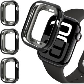 4 Pack Soft TPU Case for Apple Watch Case 42mm 46mm 40mm 44mm 41mm 45mm Series 10 9 8 7 6 5 4 SE/2 Generation Women Men,Ultra Thin Protective Bumper Case Face Cover for iWatch Cover Accessories