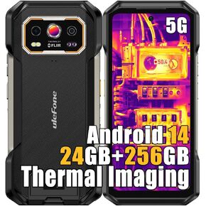 Ulefone Armor 27T PRO 5G Rugged Smartphone Unlocked, Thermal Imaging Camera, Dimensity 6300 24GB+256GB Android 14 Cell Phone, 6.78" FHD+, 10600mAh Wireless Charge, Dual 4G Rugged Phone, NFC GPS OTG