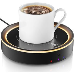 Mug Warmer,36W Coffee Mug Warmer for Desk with Atmosphere Lights, 2-12Hrs Auto Shut Off,3 Temp Setting, Max Temp 176°F, Ideal Gifts to Keep Beverages Milk Tea Coffee Warmer (Wood Grain)