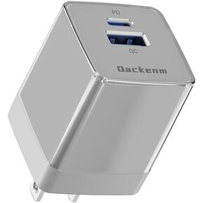 30W USB C Charger Block, GaN Nano Fast Charger, 2 Port Compact Charger with Foldable Plug for iPhone 16/16 Plus/16 Pro/16 Pro Max, 15/14/13 Series, Pixel, Galaxy, iPad/iPad Mini and More Grey Qackenm