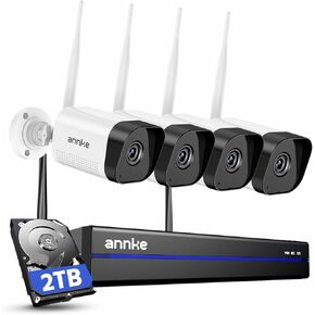 ANNKE CCTV Camera Systems 8 Channel 3K Lite H.265+ AI DVR with 1 TB HDD, Human/Vehicle Detection, (8) HD 1920TVL 1080p CCTV Dome Cameras, Instant Email and App Alerts with Snapshots
