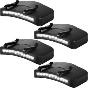 Mudder 4 Pieces Hat Clip Light 11 LED Rotatable Clip Headlamps Cap Lights Clip on Hat Waterproof LED Ultra Bright Hands-free Flashlight for Hunting Camping Fishing Hiking