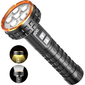Yls Flashlight, 5000 Lumen LED Rechargeable Flashlight with Digital Display, 8 Modes & IPX4 Waterproof, Camping Light with Magnetic Base for Camping, Home, Emergency, Rescue, Hunting