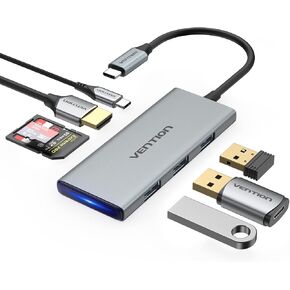 VENTION USB C Hub 4K@60Hz, 5 in 1 USB C Hub Multiport Adapter with 4K HDMI 3 USB 3.0 Ports 100W PD,USB C Dongle for Laptop, Tablet, MacBook Air, Mac Mini, iPad, Surface Pro, XPS