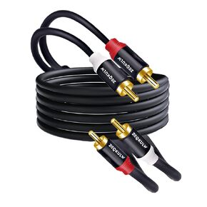 2 RCA Audio Cable 6.6ft 2RCA Male to 2-RCA Male Stereo Audio RCA Cables Shielded Gold-Plated Dual RCA Stereo Cable for car Video 2RCA to 2RCA Audio Cord(Black, 6.6FT)