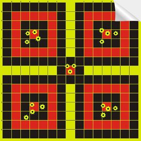 Splatter Targets - 12 x12 inch Reactive Self Adhesive Shooting Target Paper for The Range - Easily See Shots Burst Bright Yellow Points