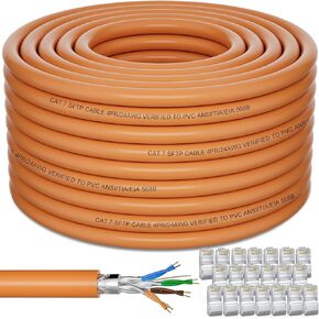 Ethernet Cable 40ft, Cat 7 Outdoor Cable SFTP Triple Shielded Ethernet Cable Indoor, High-Speed 10Gbps 600MHz Network Cable, Waterproof/UV Resistant, Direct Burial, LAN Cable with RJ45 for Router in Kuwait