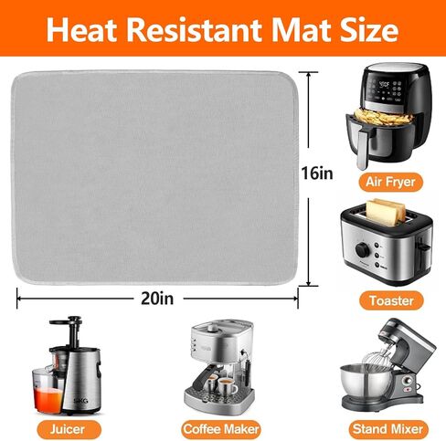 Heat Resistant Mats for Countertop, 15x18in, Fiberglass Base with Silicone Resin Coating, Protects from Heat up to 1022, Gray in Saudi Arabia