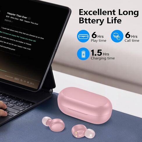 سماعات الأذن اللاسلكية Kurdene Bluetooth 5.3 في براعم الأذن خفيفة الوزن ، صوت باس عميق ، سماعات ميكروفون مدمجة ، مكالمات واضحة للسماعات للتجريب الرياضي الأبيض in Kuwait