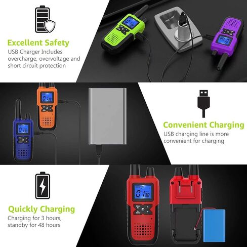 Walkie Talkies قابلة لإعادة الشحن للبالغين بعيدة المدى مع مجموعة الأذن NOAA Weather Alert ، متعددة الأغراض 2 Way Radio 5 Pack For Team Care Care Adventure Family Camping Chiping Cruise Cruise in Kuwait