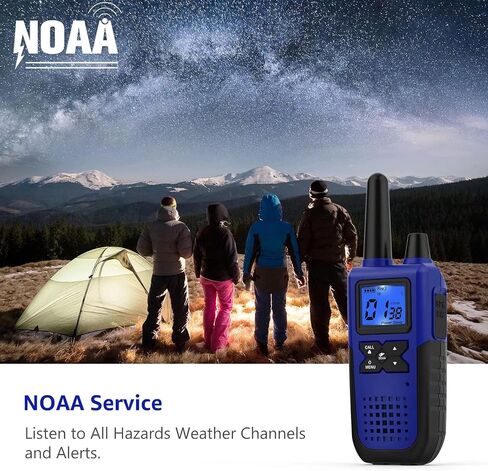 Walkie Talkies قابلة لإعادة الشحن للبالغين بعيدة المدى مع مجموعة الأذن NOAA Weather Alert ، متعددة الأغراض 2 Way Radio 5 Pack For Team Care Care Adventure Family Camping Chiping Cruise Cruise in Kuwait