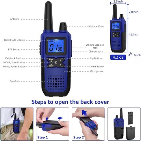 Walkie Talkies قابلة لإعادة الشحن للبالغين بعيدة المدى مع مجموعة الأذن NOAA Weather Alert ، متعددة الأغراض 2 Way Radio 5 Pack For Team Care Care Adventure Family Camping Chiping Cruise Cruise in Kuwait