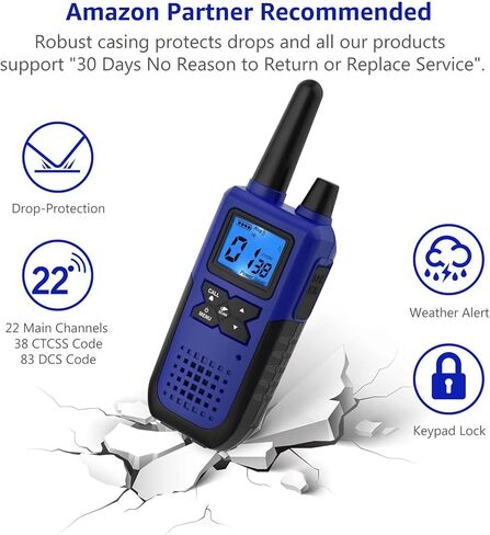 Walkie Talkies قابلة لإعادة الشحن للبالغين بعيدة المدى مع مجموعة الأذن NOAA Weather Alert ، متعددة الأغراض 2 Way Radio 5 Pack For Team Care Care Adventure Family Camping Chiping Cruise Cruise in Kuwait