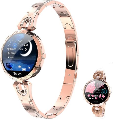 Smartwatch for Women Compatible for Android/iOS Phones. Health and Fitness Tracker with Heart Rate Blood Pressure Bluetooth Remote Photography Female Menstrual Cycle in Saudi Arabia