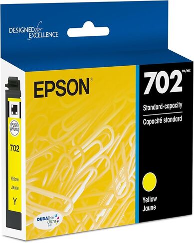 خرطوشة حبر Epson T702 DURABrite Ultra ذات سعة قياسية باللون الأصفر - خرطوشة (T702420-S) لطابعات Workforce Pro المختارة، عدد 1 (عبوة من قطعتين) in Kuwait