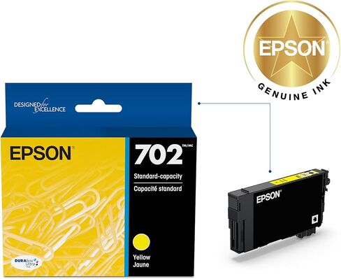 خرطوشة حبر Epson T702 DURABrite Ultra ذات سعة قياسية باللون الأصفر - خرطوشة (T702420-S) لطابعات Workforce Pro المختارة، عدد 1 (عبوة من قطعتين) in Kuwait
