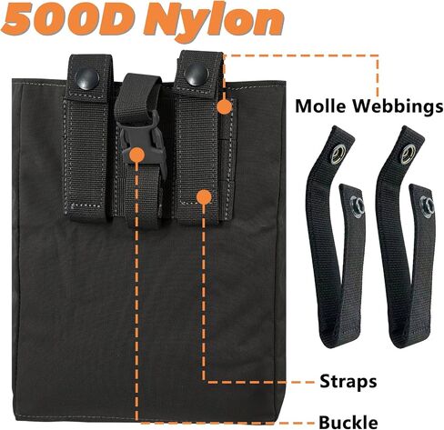 Tactical Foldable Buckle Pouch - 500D Nylon Roll Up Drop Dump Pouch for Tactical Duty Belt Molle Tool Bag Space Saving in Saudi Arabia