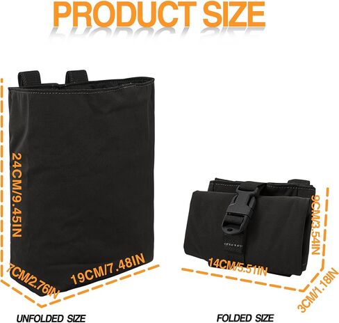 Tactical Foldable Buckle Pouch - 500D Nylon Roll Up Drop Dump Pouch for Tactical Duty Belt Molle Tool Bag Space Saving in Saudi Arabia
