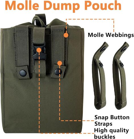 Tactical Foldable Buckle Pouch - 500D Nylon Roll Up Drop Dump Pouch for Tactical Duty Belt Molle Tool Bag Space Saving in Kuwait