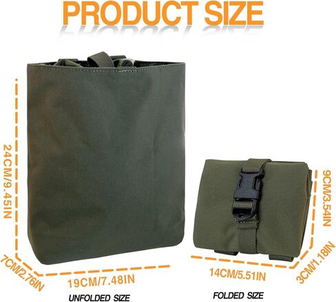 Tactical Foldable Buckle Pouch - 500D Nylon Roll Up Drop Dump Pouch for Tactical Duty Belt Molle Tool Bag Space Saving in Kuwait