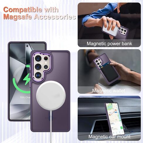 for Samsung Galaxy S25 Ultra Case, Matte Magnetic Phone Case with 1 Screen Protector, Support for Magsafe, Translucent Frosted Shockproof Protective Cover for Samsung Galaxy S25 Ultra, Mint Green in Saudi Arabia