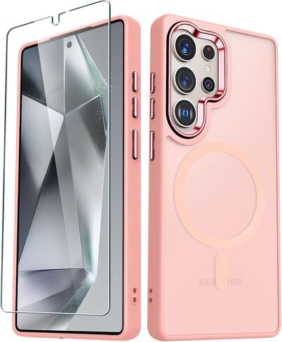 for Samsung Galaxy S25 Ultra Case, Matte Magnetic Phone Case with 1 Screen Protector, Support for Magsafe, Translucent Frosted Shockproof Protective Cover for Samsung Galaxy S25 Ultra, Mint Green in Saudi Arabia