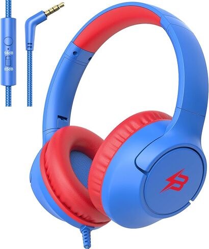 Kids Headphones with Cord, 85/94dB Volume Limited Wired Over-Ear Kid Headphones with Microphone for Kids Toddler, Girls Headphones with wire 3.5mm Cable for Online Learning School Travel, Purple in Saudi Arabia