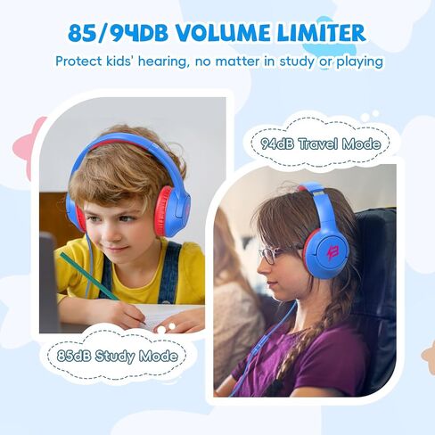 Kids Headphones with Cord, 85/94dB Volume Limited Wired Over-Ear Kid Headphones with Microphone for Kids Toddler, Girls Headphones with wire 3.5mm Cable for Online Learning School Travel, Purple in Saudi Arabia
