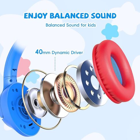 Kids Headphones with Cord, 85/94dB Volume Limited Wired Over-Ear Kid Headphones with Microphone for Kids Toddler, Girls Headphones with wire 3.5mm Cable for Online Learning School Travel, Purple in Saudi Arabia