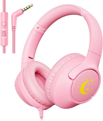 Kids Headphones with Cord, 85/94dB Volume Limited Wired Over-Ear Kid Headphones with Microphone for Kids Toddler, Girls Headphones with wire 3.5mm Cable for Online Learning School Travel, Purple in Saudi Arabia