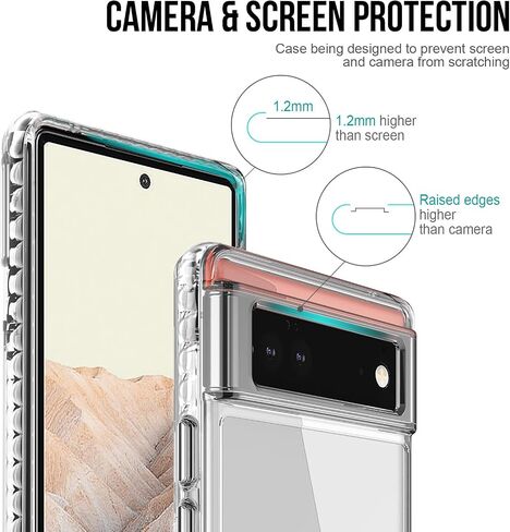 Crystal Clear Case for Google Pixel 6 Case, [Military Grade Drop Tested] Non-Yellowing Shockproof Protective Phone Cover for Google Pixel 6 6.4 inch, (Crystal Clear) in Saudi Arabia