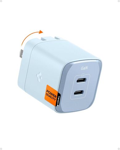 Spigen GaN III 452 45W 2 Ports Compact Foldable Dual USB C Wall Charger PD PPS Fast Charging Block Adapter for iPhone 16 Plus Pro Max 15 14 13 iPad Air Pro Samsung Galaxy S25 S24 Z Flip Fold 6 Pixel in Saudi Arabia