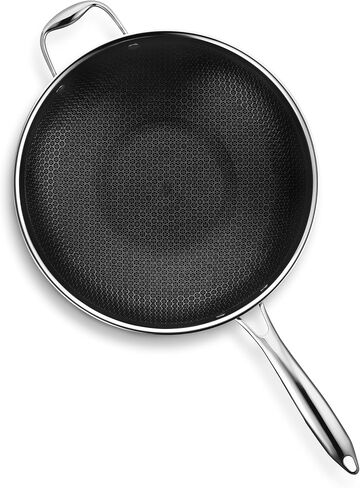 HexClad Hybrid Nonstick 12-Inch Wok, Stay-Cool Handle, Dishwasher and Oven Safe, Compatible with All Cooktops, Induction Ready in Saudi Arabia
