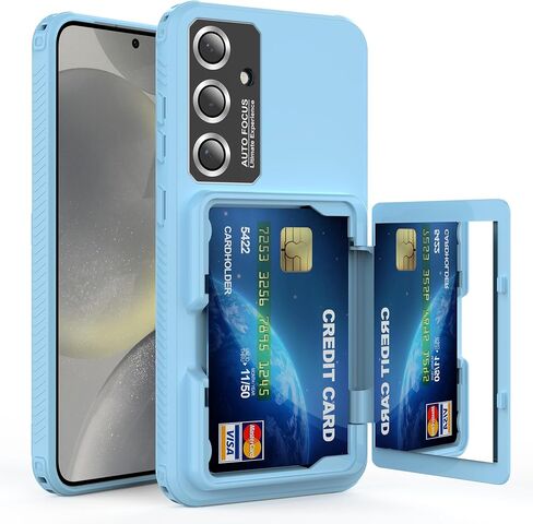 KJSK for Samsung Galaxy S24 Wallet Case,Built-in Card Holder and Mirrors,Military Grade Shockproof Case for Galaxy S24 6.2“（Purple） in Saudi Arabia