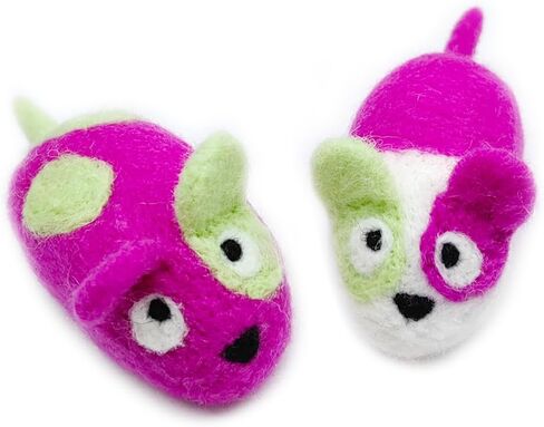 Wool Cat Toys Mouse 2Pcs Handmade for Indoor Cats Kitten Entertainment Chase Hunting Exercise Cat Kicker Without Catnip in Saudi Arabia