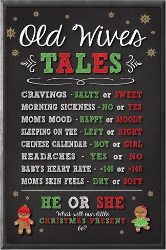 Katie Doodle Baby Gender Reveal Party Supplies Decorations Games Kit for Boy or Girl Shower | Includes Old Wives Tales 11x17 Poster and Earasable Marker (GR001), Black/Blue/Pink in Saudi Arabia