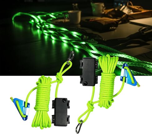 P auke'réi Luminous Paracord Light, Camping Rope Light, Tent Wind Rope Light, Warning Light, Waterproof Marine Rope, Nylon Rope, Outdoor LED Rope Light, Φ6mm, L16.4ft / 5m (Neon Green, 2 pcs) in Saudi Arabia