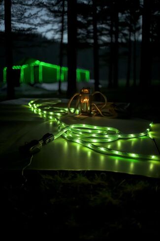 P auke'réi Luminous Paracord Light, Camping Rope Light, Tent Wind Rope Light, Warning Light, Waterproof Marine Rope, Nylon Rope, Outdoor LED Rope Light, Φ6mm, L16.4ft / 5m (Neon Green, 2 pcs) in Saudi Arabia