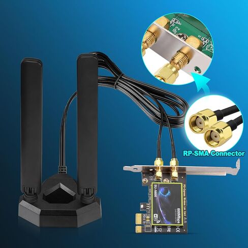 ثمانية 9dbi wifi 6e الهوائي Tri-Band 6ghz 5Ghz 2.4 جيجا هرتز قاعدة WiFi Base Magnetic Base WiFi للكمبيوتر الشخصي PCIe WiFi Bluetooth 6E ألعاب Mother in Kuwait