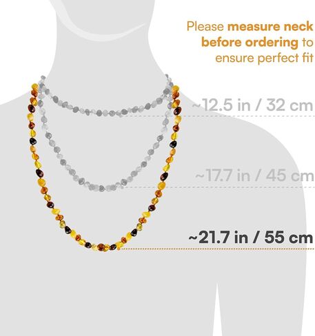 Baltic Amber Necklace for Women and Men (Authentic, Certified) - 21.7 inches, Cherry (Polished) - Unisex Amber Jewelry for Adults - Amber Bead Necklace by Amber Guru in Saudi Arabia