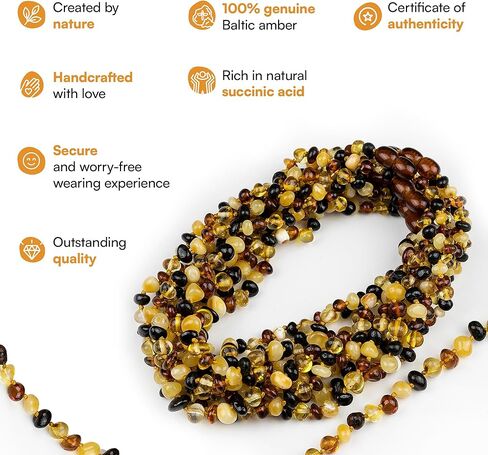 Baltic Amber Necklace for Women and Men (Authentic, Certified) - 21.7 inches, Cherry (Polished) - Unisex Amber Jewelry for Adults - Amber Bead Necklace by Amber Guru in Saudi Arabia