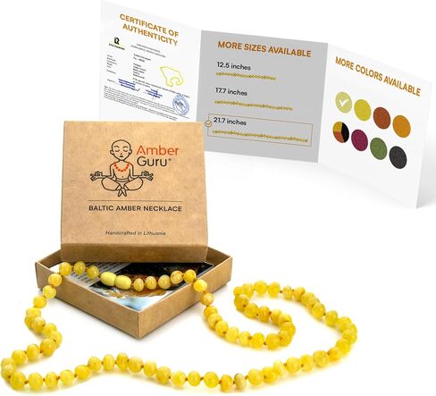 Baltic Amber Necklace for Women and Men (Authentic, Certified) - 21.7 inches, Cherry (Polished) - Unisex Amber Jewelry for Adults - Amber Bead Necklace by Amber Guru in Saudi Arabia