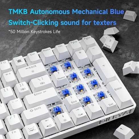 DIERYA DK98SE Gaming Keyboard,98 Keys Mechanica Keyboard with Linear Red Switches,USB-C Cable for PC Windows Gamers and Typists,White in Saudi Arabia